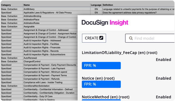 Use DocuSign Insight’s out-of-the-box AI models.