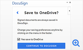 Screenshot of saving DocuSign documents to OneDrive